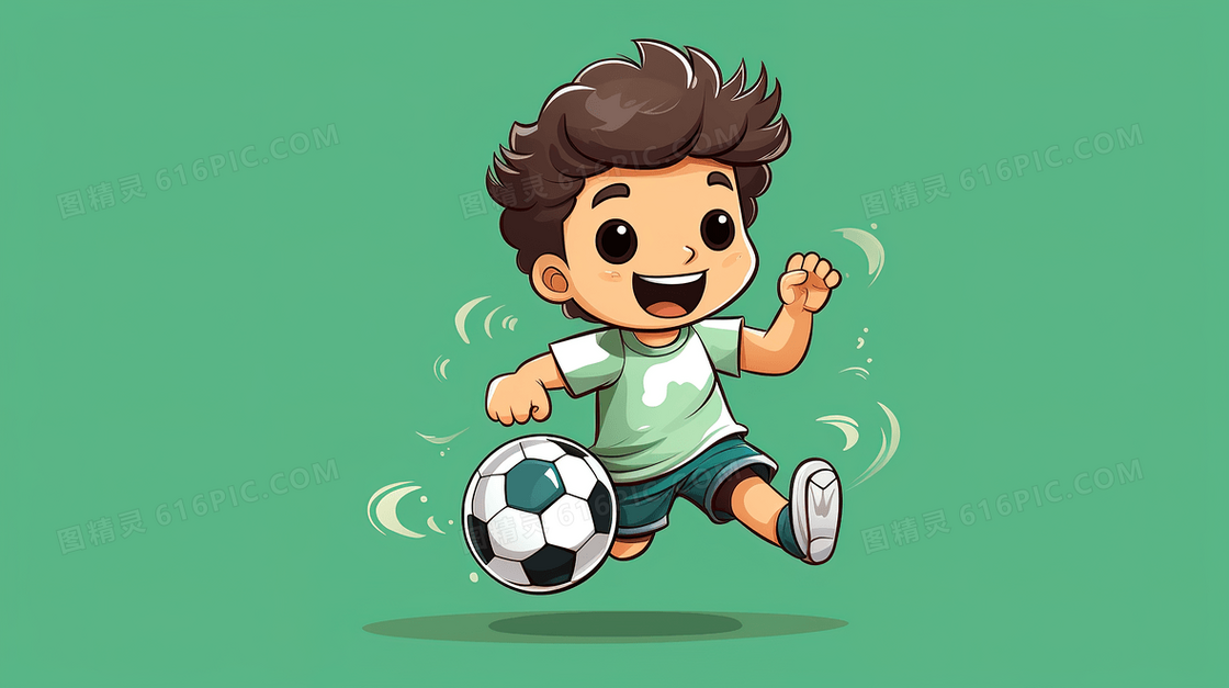 踢足球训练的小男孩插画