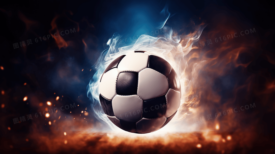 火焰包裹着的足球世界杯概念图片