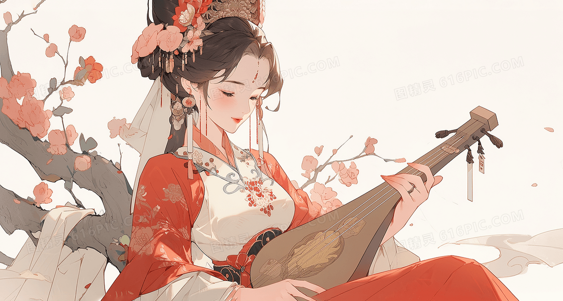 古风美女小说封面插画