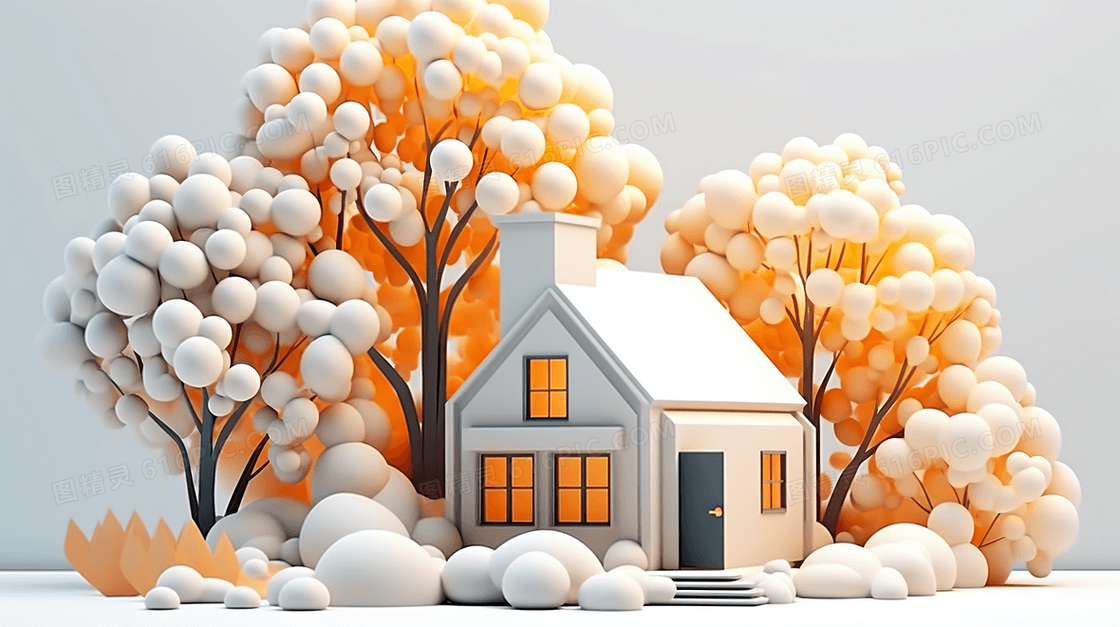 冬季雪天雪地雪景插画