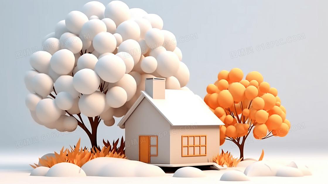 冬季雪天雪地雪景插画