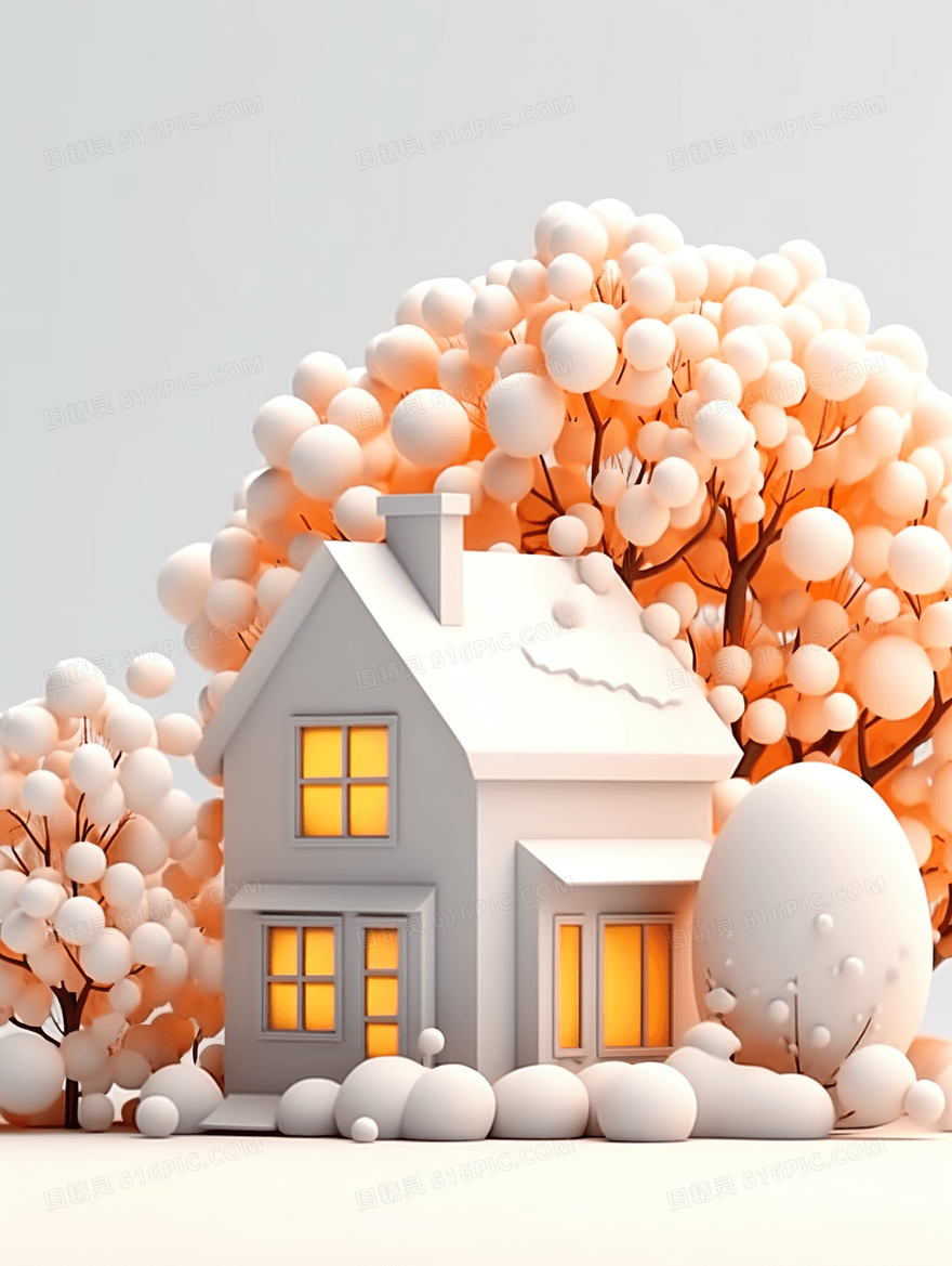 冬季雪天雪地雪景插画