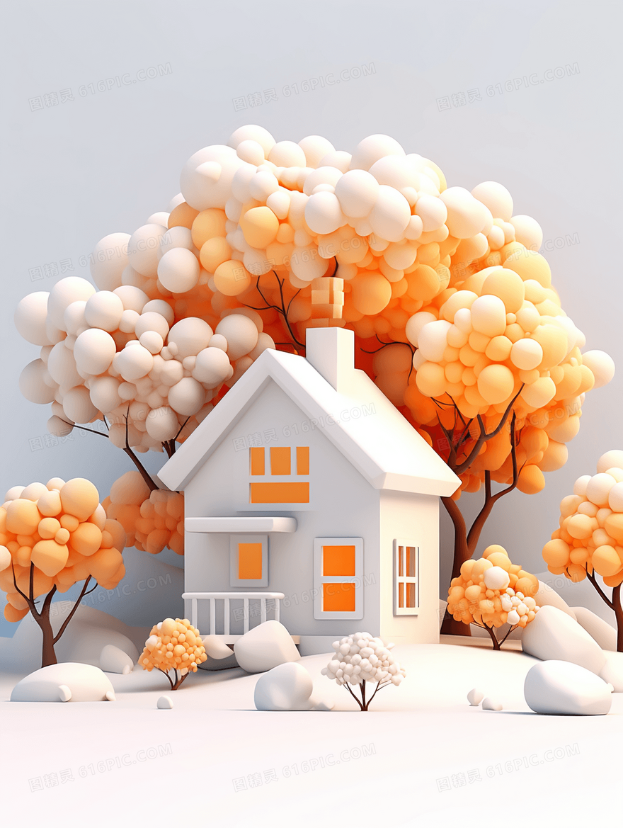冬季雪天雪地雪景插画