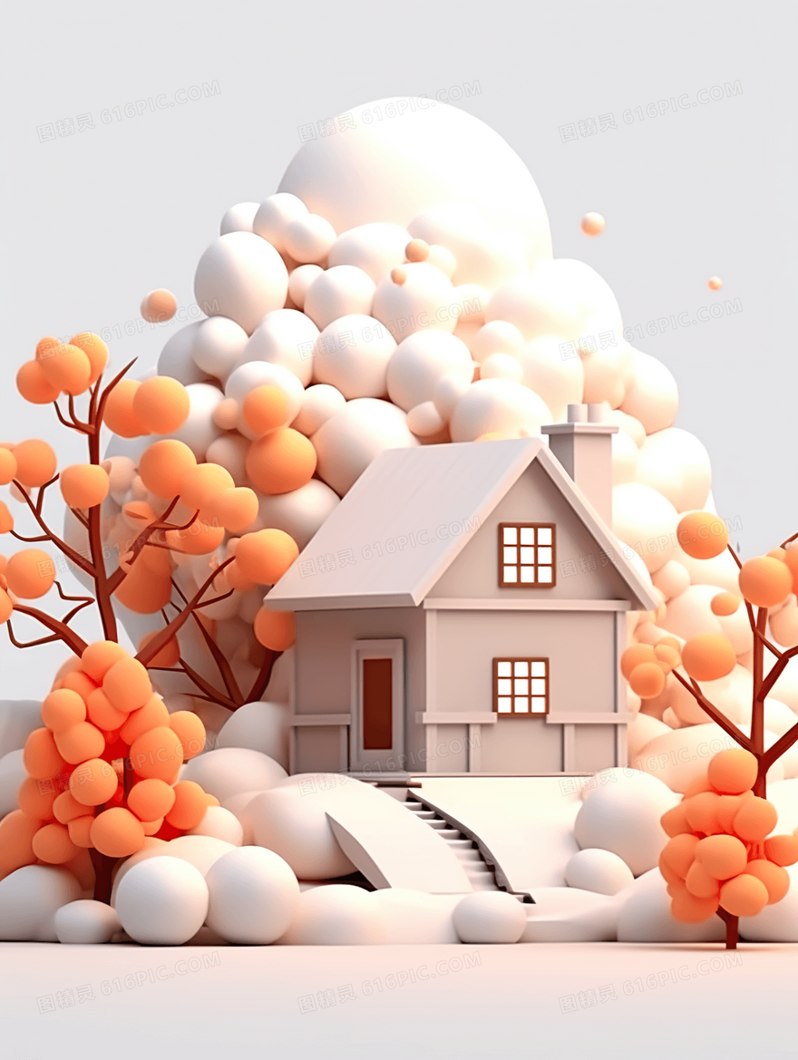 冬季雪天雪地雪景插画
