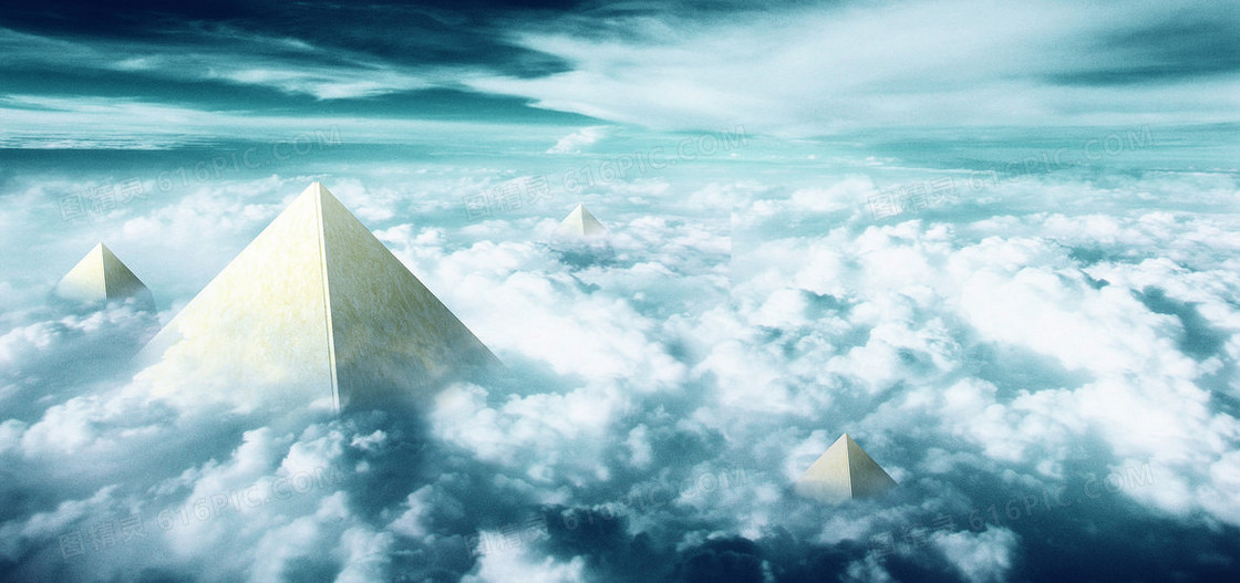 蓝天云海金字塔背景素材