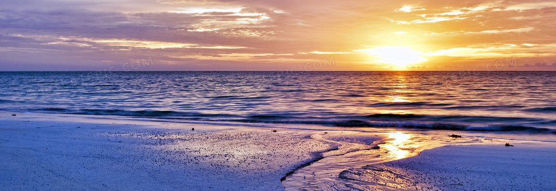 旅游海景夕阳唯美背景banner