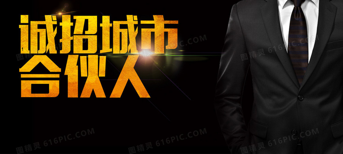 合伙人招聘商务海报banner