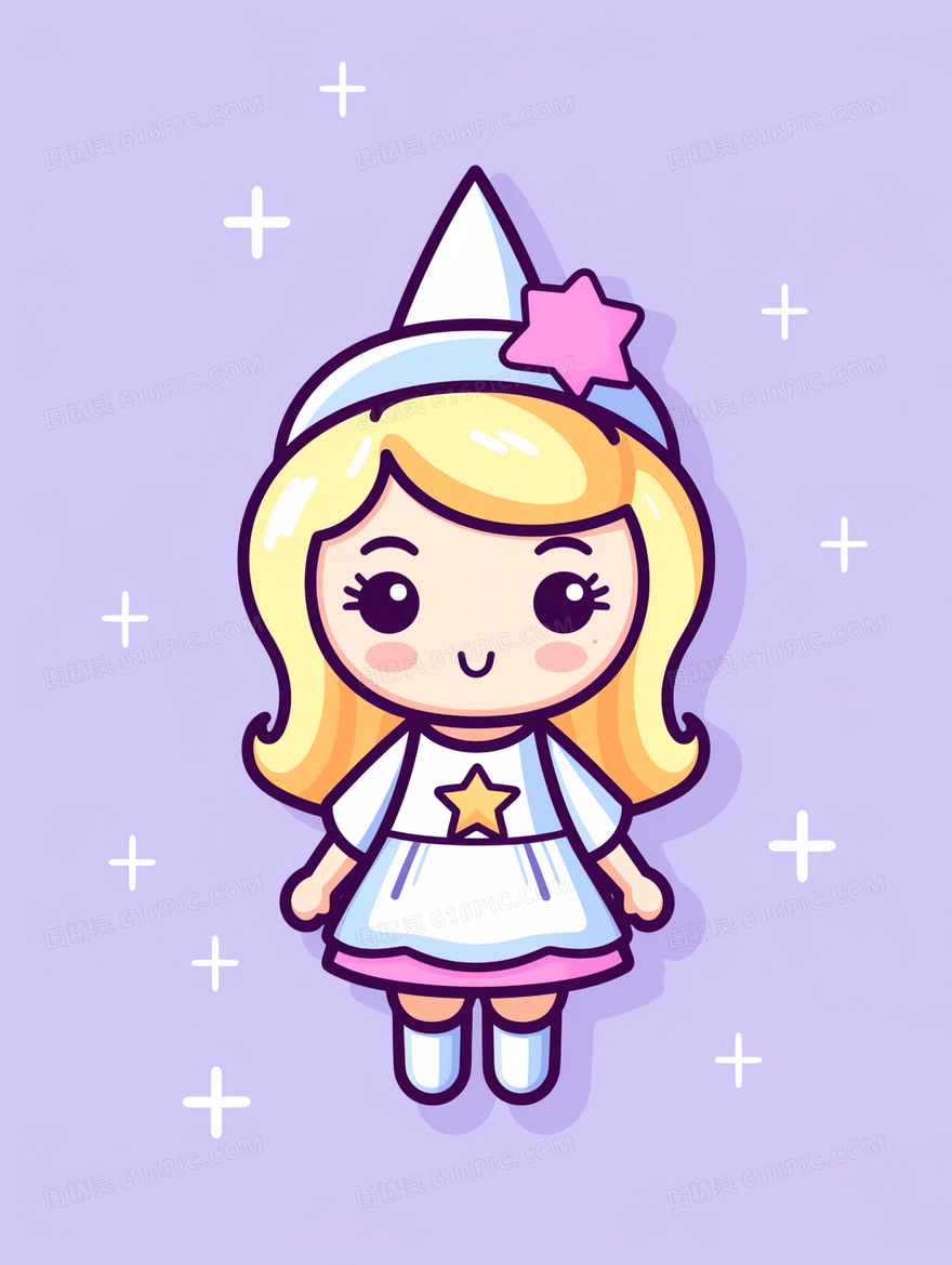 小女孩可爱卡通插画