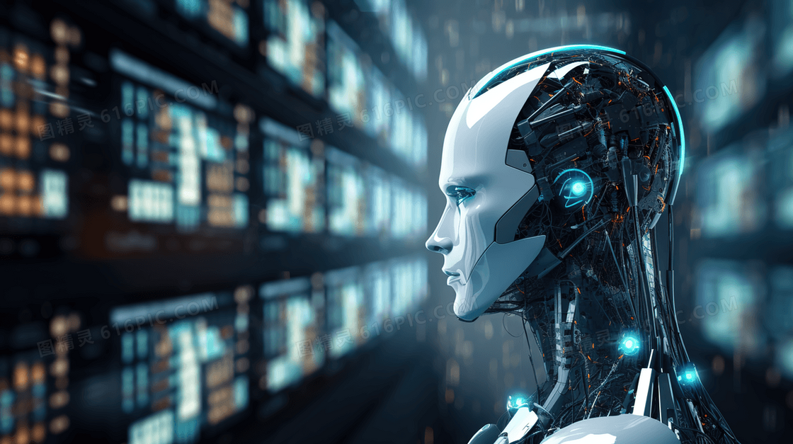 科技感智能人脑机器人概念图片
