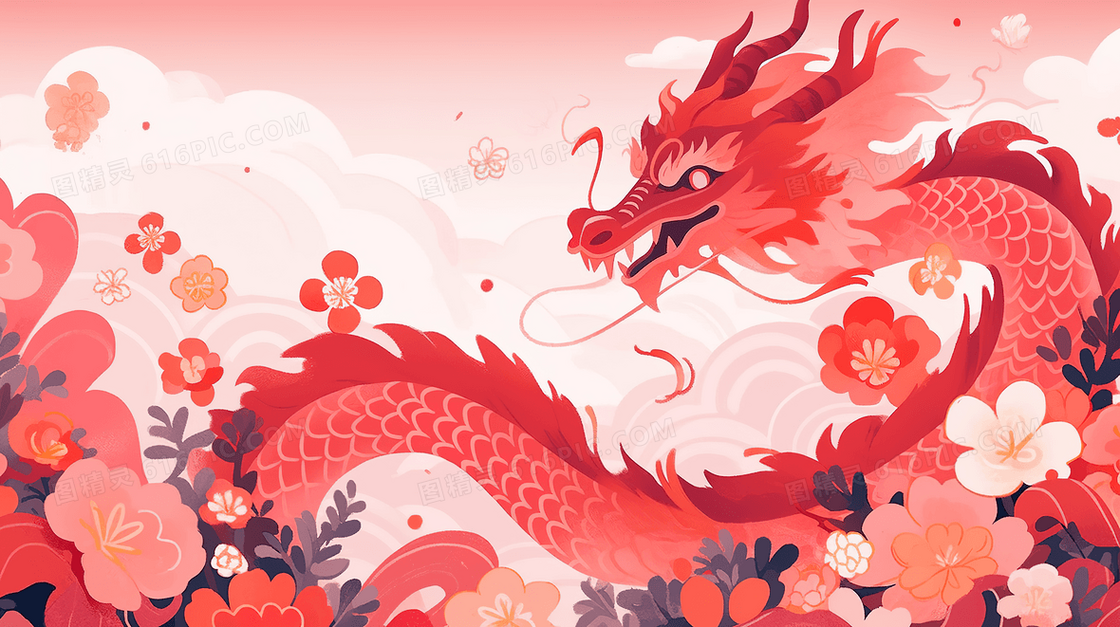 中国风传统龙图腾吉祥插画