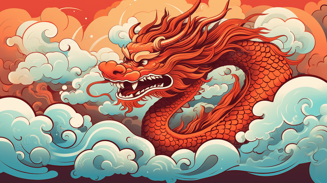 中国风传统龙图腾吉祥插画