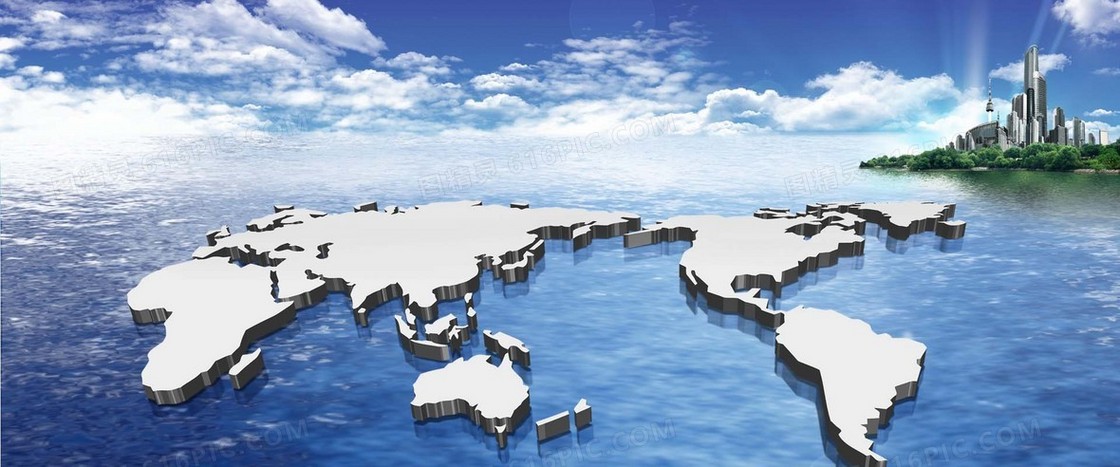 大海上的世界地图