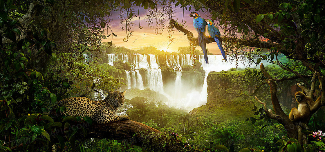 科幻森林动物背景banner