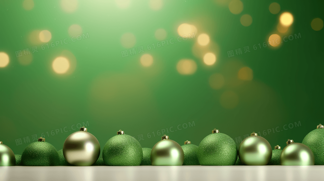 绿色背景圣诞节简约装饰插画