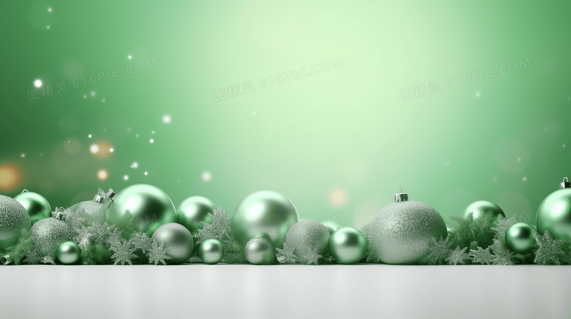绿色背景圣诞节简约装饰插画