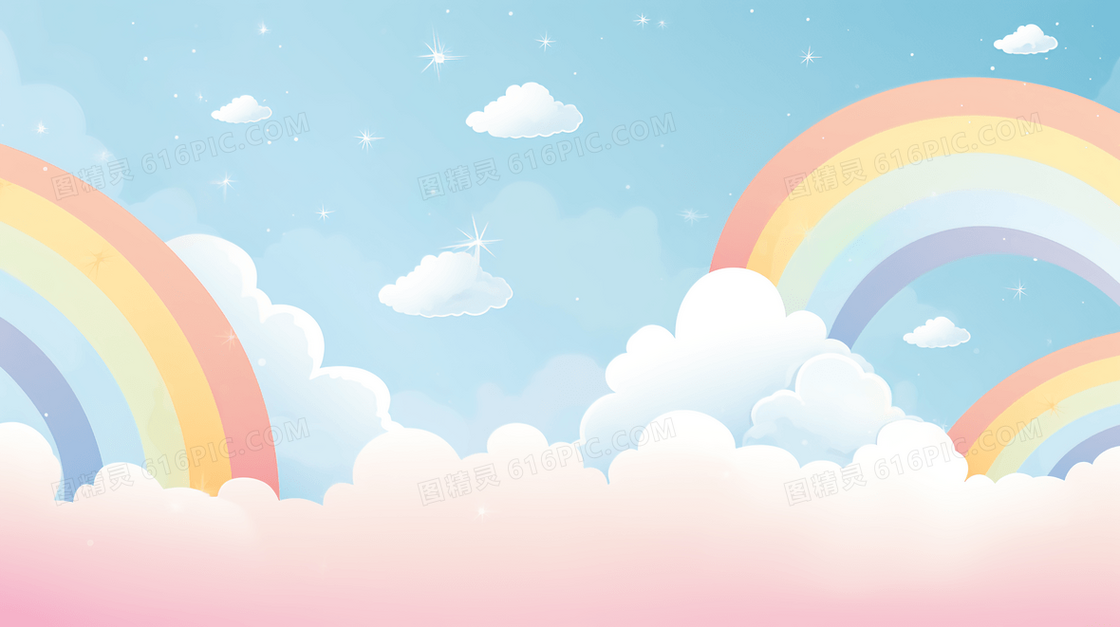 可爱的彩虹和云朵插画