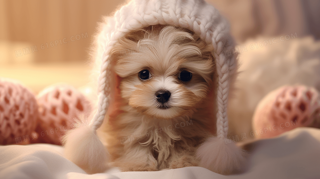 一只毛茸茸的可爱的约克夏小狗概念图片
