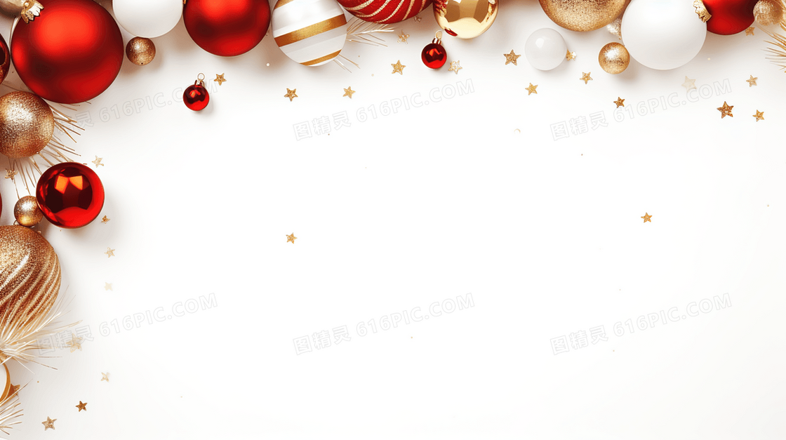 白底彩色圣诞球装饰概念图片