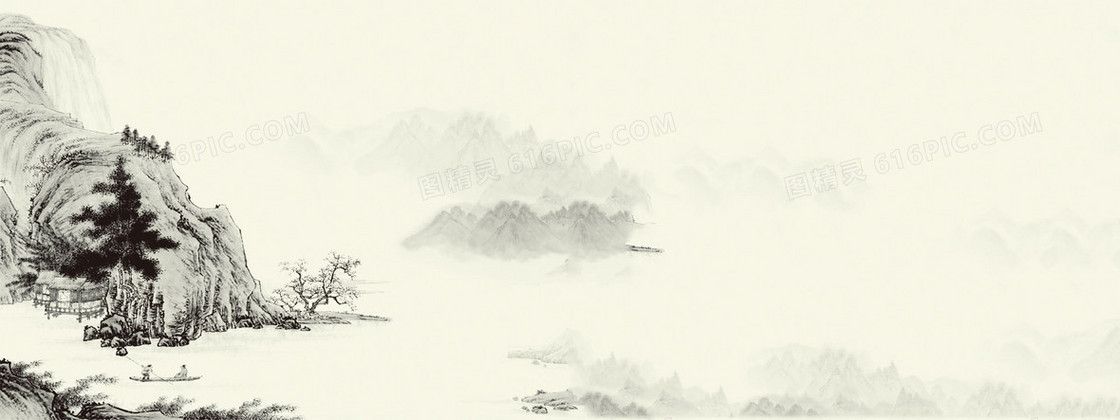 中国风背景中国山水画 水墨国画