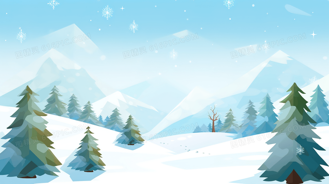 冬天森林风景插画