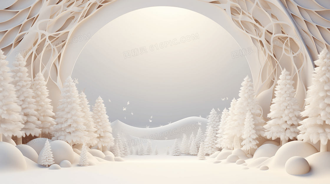 白色3D立体装饰圣诞背景