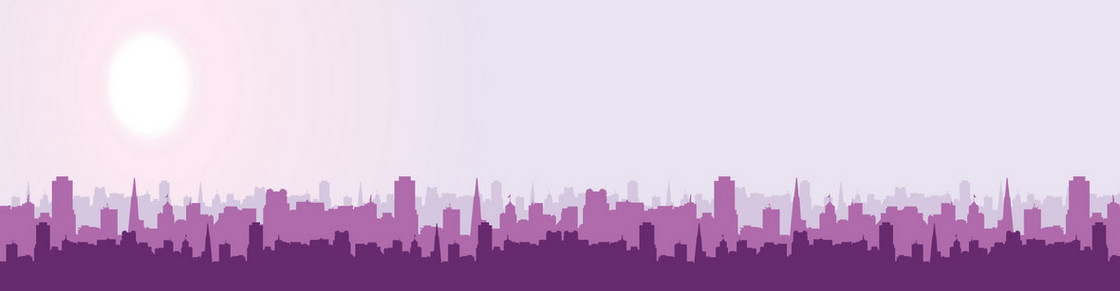 紫色梦幻城市剪影背景banner