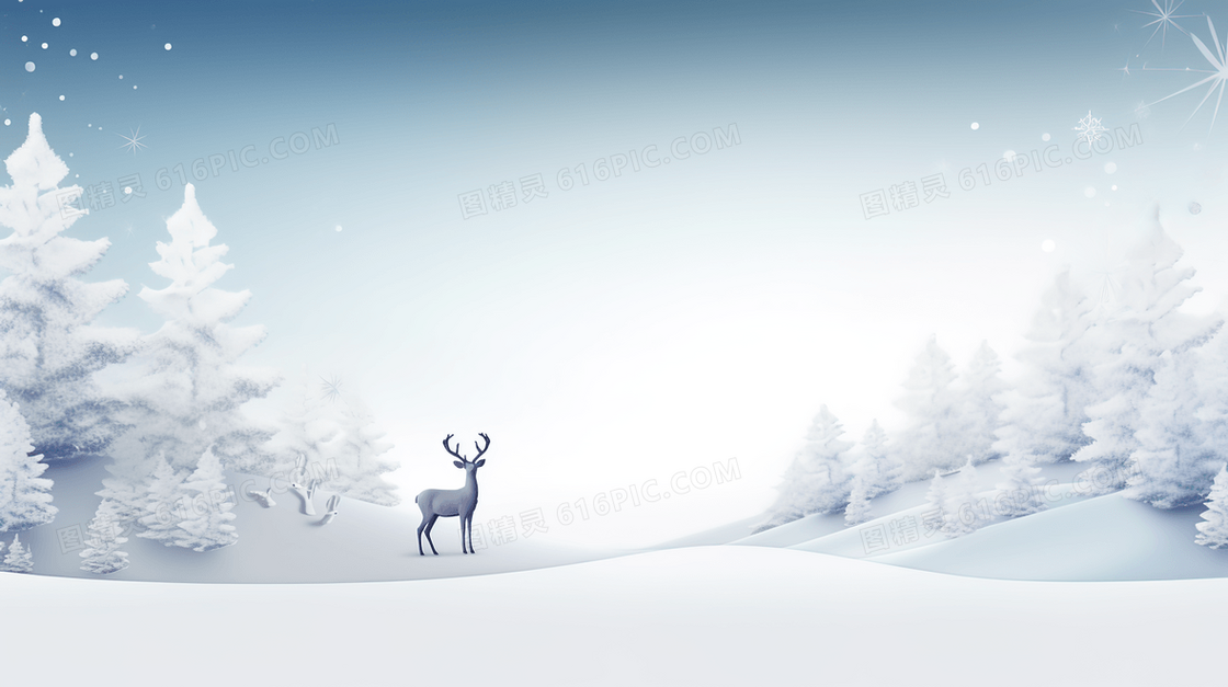 C4D雪地圣诞树装饰概念图片