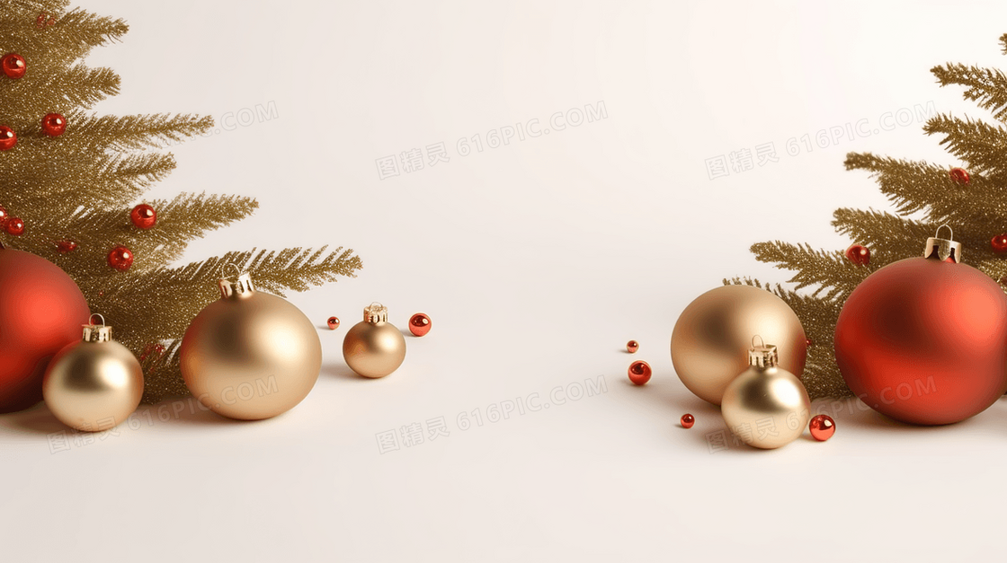 地板上散落的圣诞吊球圣诞节概念图片