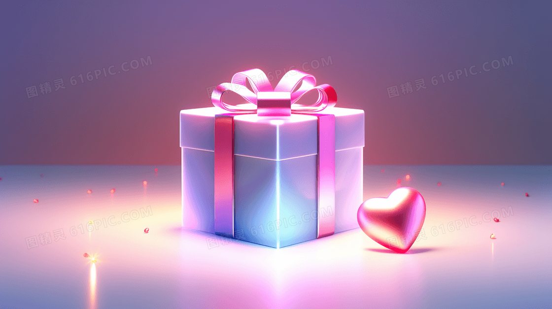 3D彩色情人节礼物盒插画