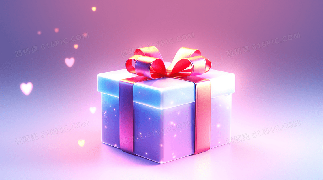 3D彩色情人节礼物盒插画
