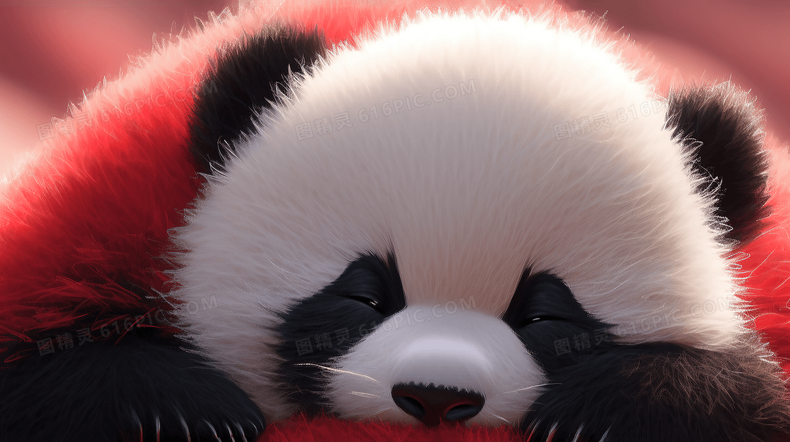 毛绒绒超级可爱的大熊猫插画