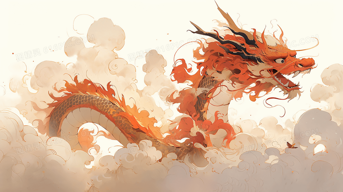 国潮水墨中国风龙插画
