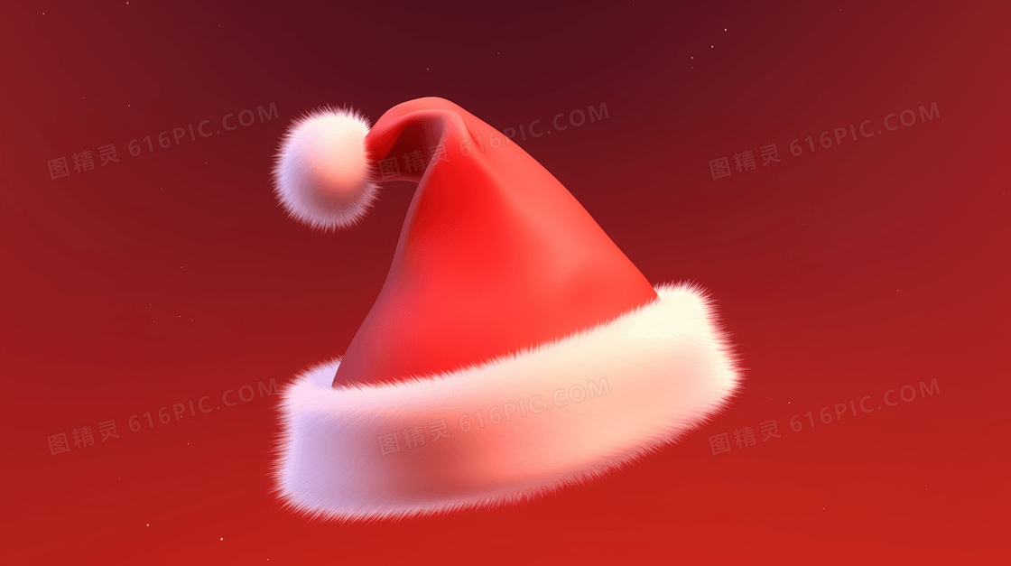 红色的圣诞帽简约C4D插画