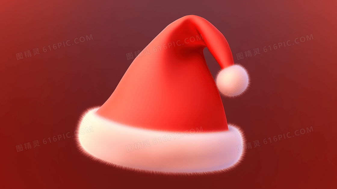 红色的圣诞帽简约C4D插画