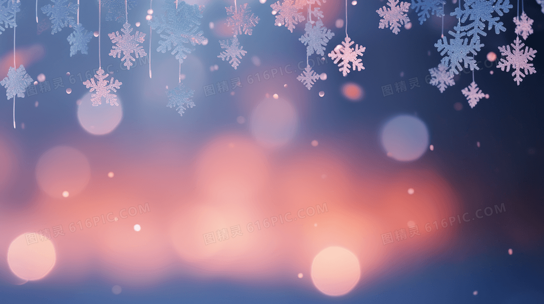 冬天唯美冰晶雪花背景插画