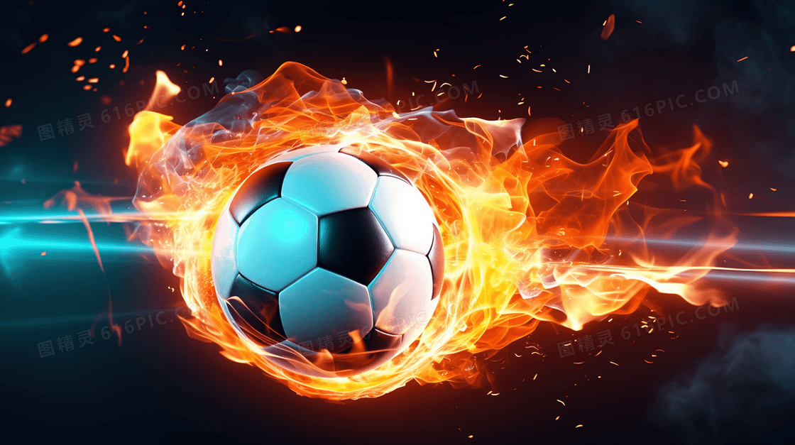 火焰科技光效足球插画