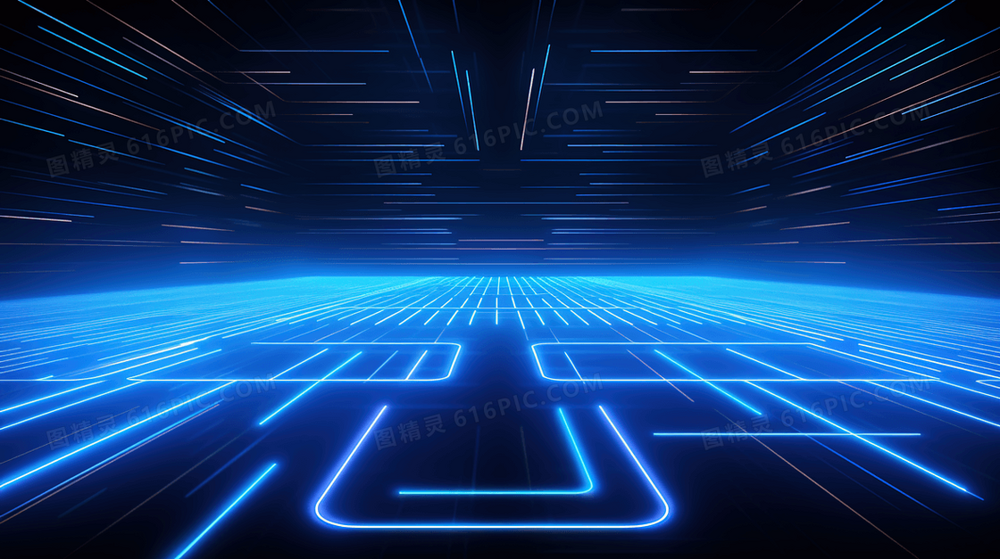 蓝色科技光效虚拟空间插画