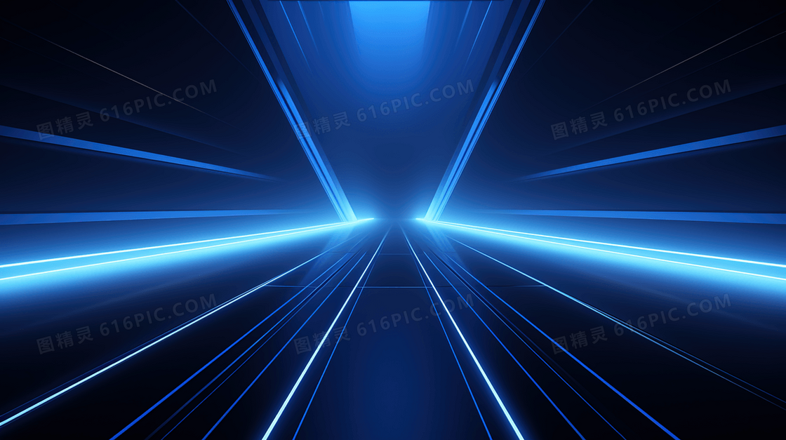 现代科技蓝色光效虚拟空间插画