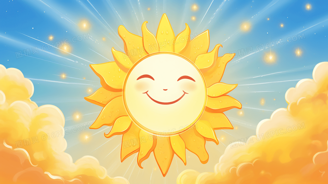 天空中微笑的太阳插画