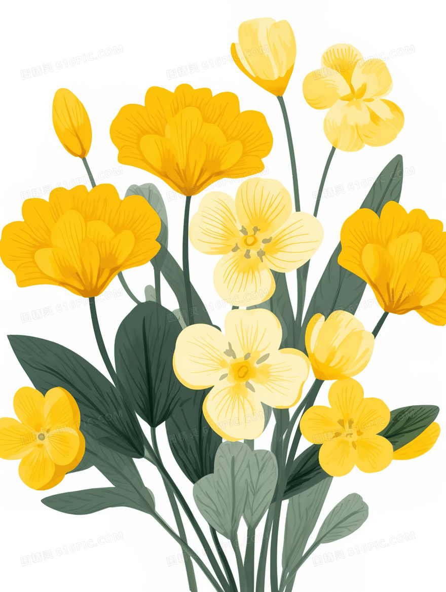 一束黄色的鲜花插画