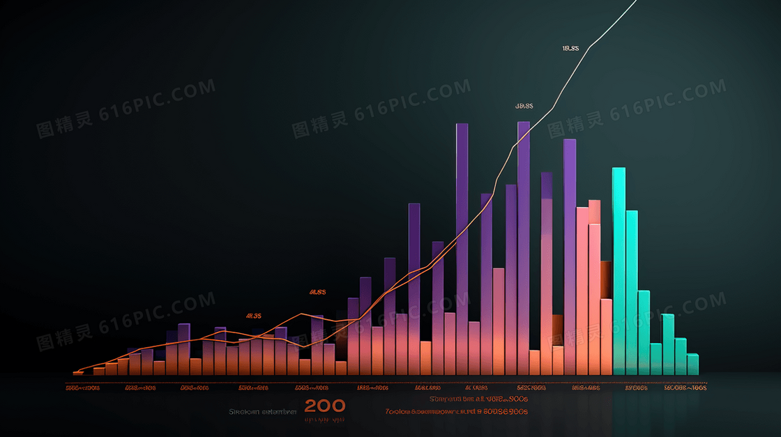 彩色数据分析柱状图插画