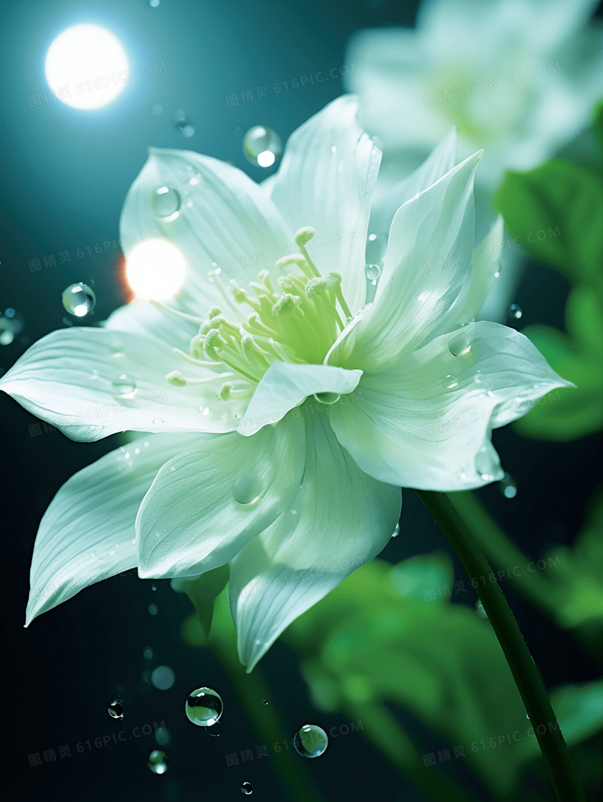 绿色唯美花朵插画