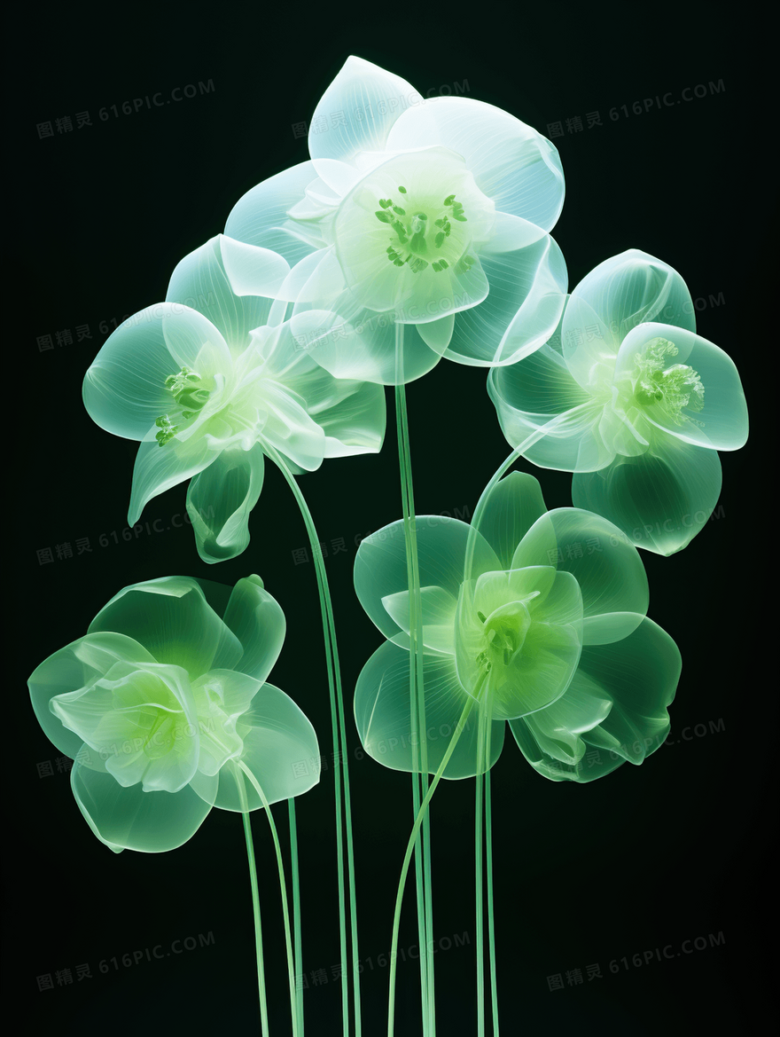 绿色唯美花朵插画