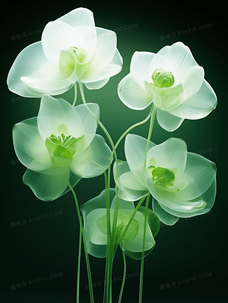 绿色唯美花朵插画