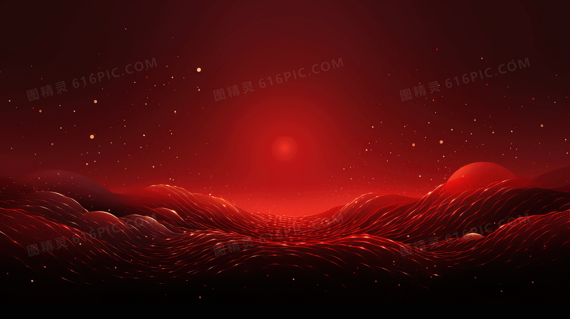 红色肌理感立体商务简约大气插画