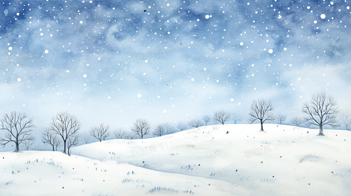 被白雪覆盖的山坡树林风景插画背景图片下载_2912x1632像素JPG格式_编号1ygf58k6p_图精灵