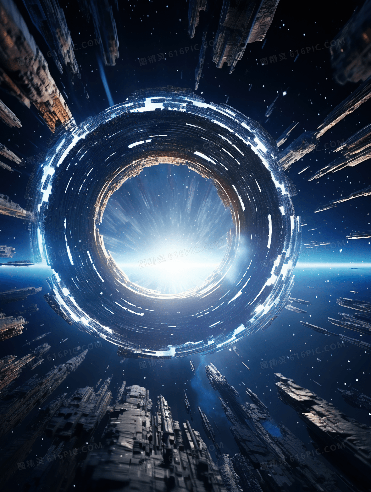科幻未来圆宇宙黑洞插画