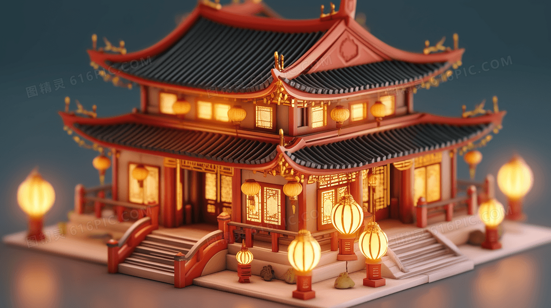 3D可爱的中国古代建筑