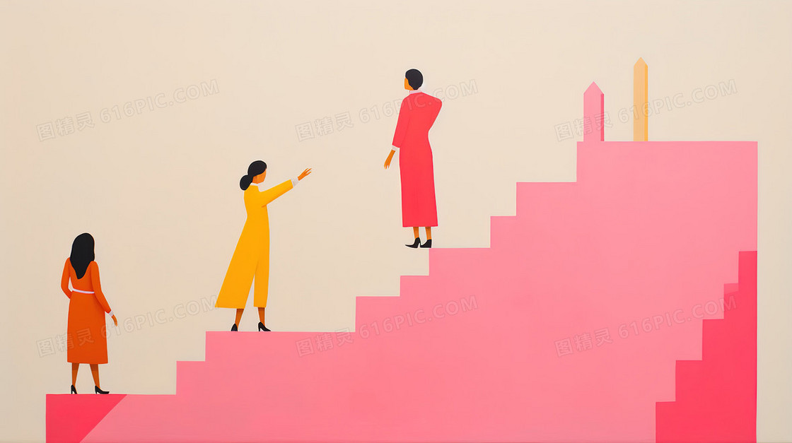 唯美色调女性艺术家创意插画