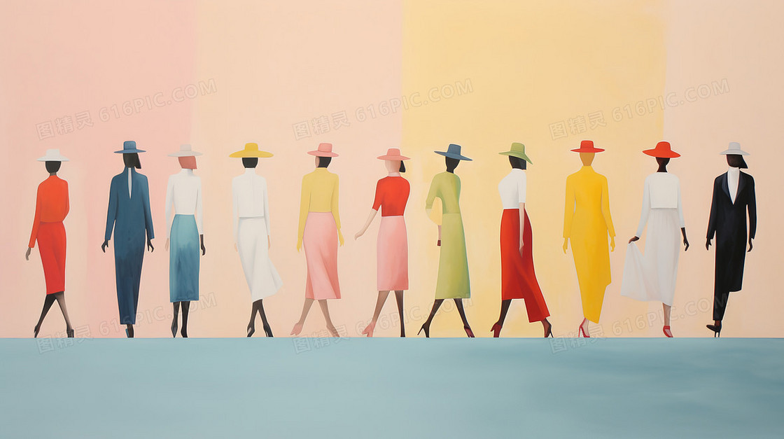 唯美色调女性艺术家创意插画